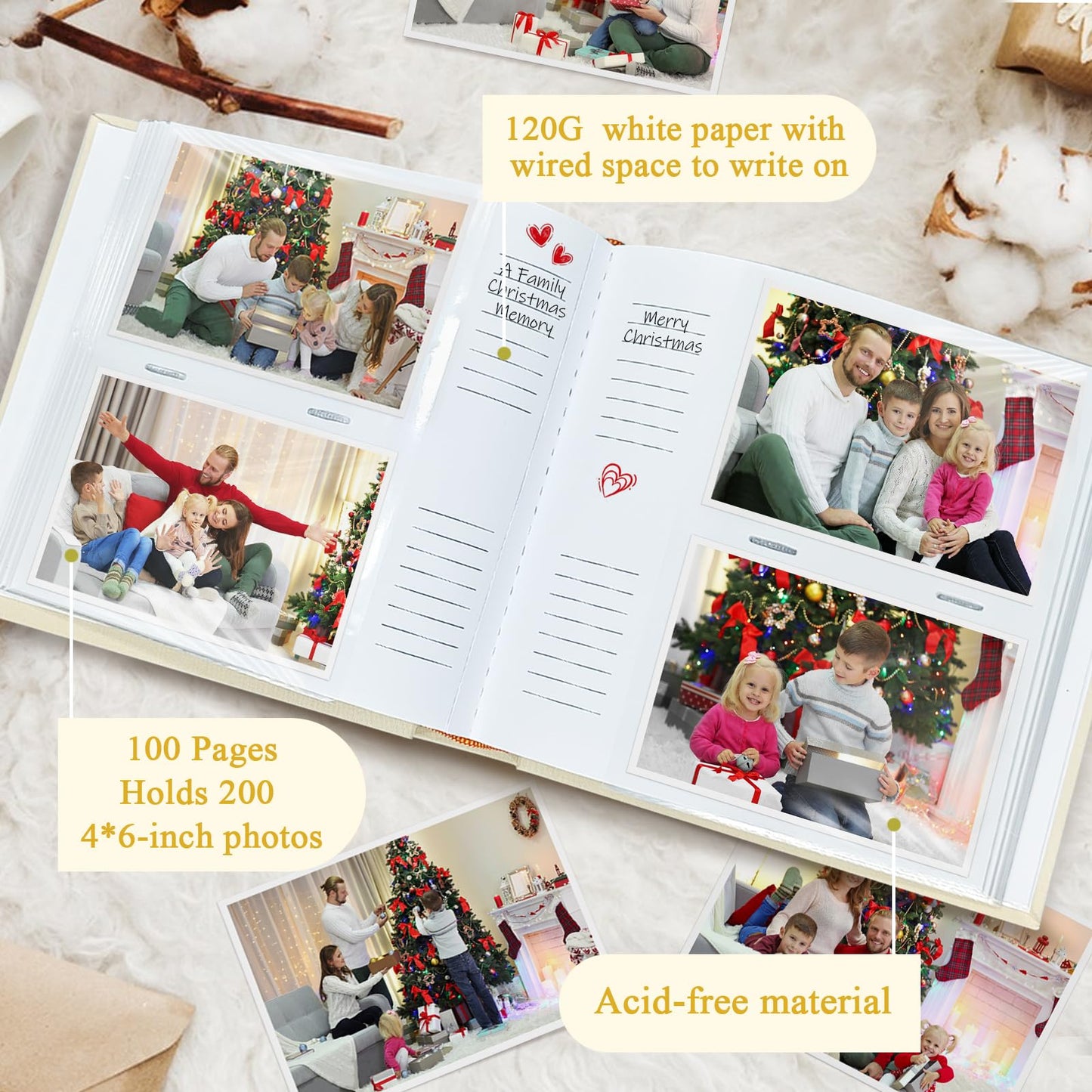 Álbumes de fotos Kuword 4x6 con espacio para escribir, 100 páginas