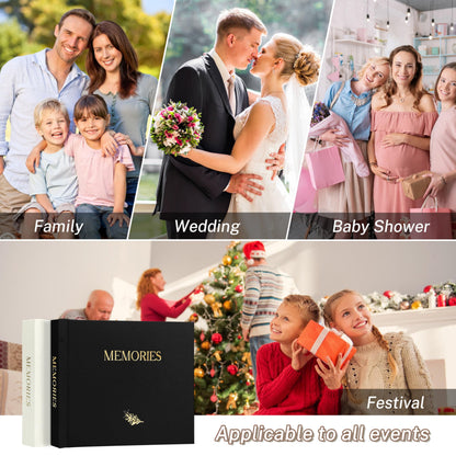Álbum de fotos pequeño 6x4 para 20 fotos, tapa dura de lino, mini álbum de bolsillo con espacio para notas, 1 foto por página, álbum de fotos portátil para bodas, bebés, viajes, graduaciones, negro
