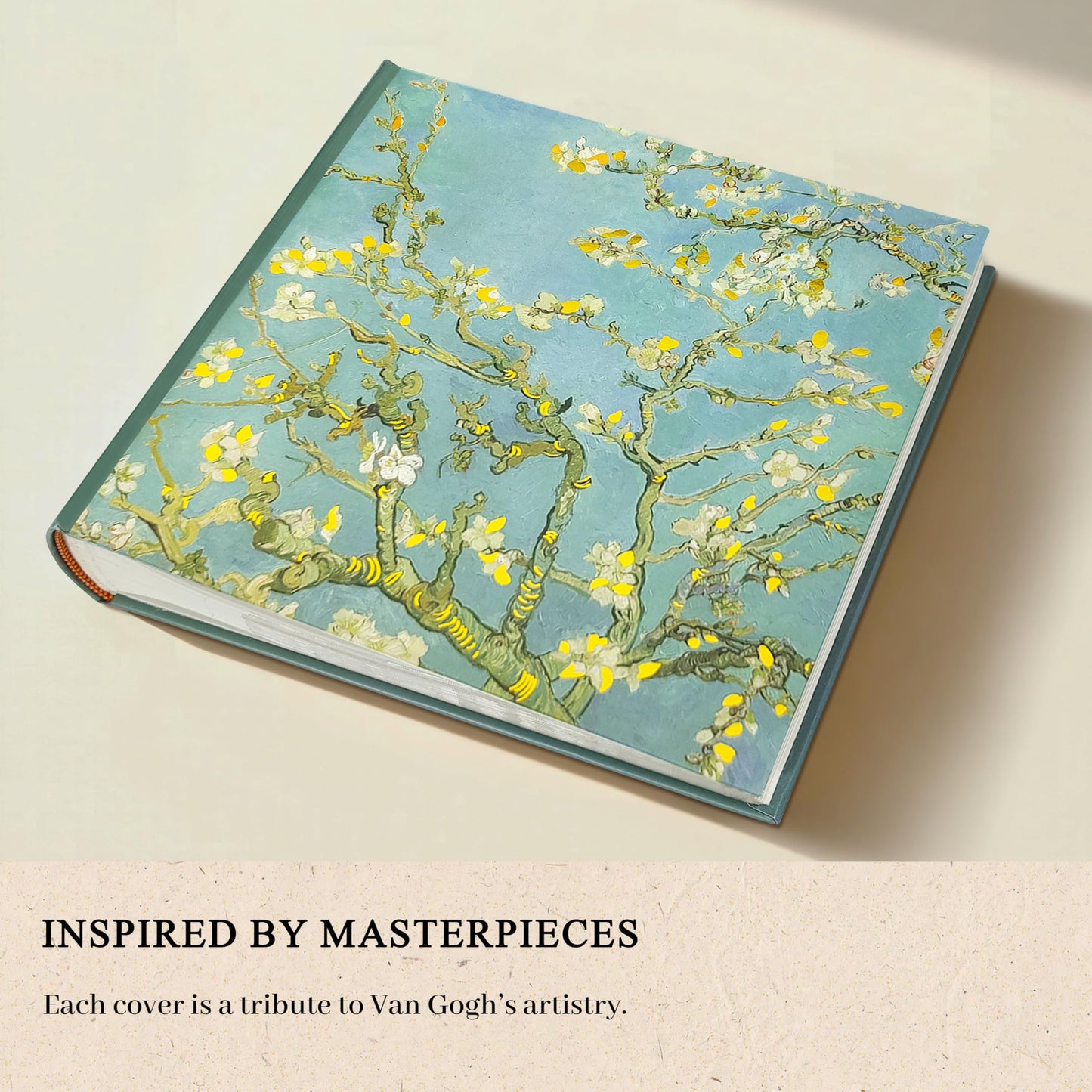 KUWORD | Van Gogh 'Almond Blossom' 4x6 Photo Album - 200 Pockets with Writing Space, Floral Memory Book
