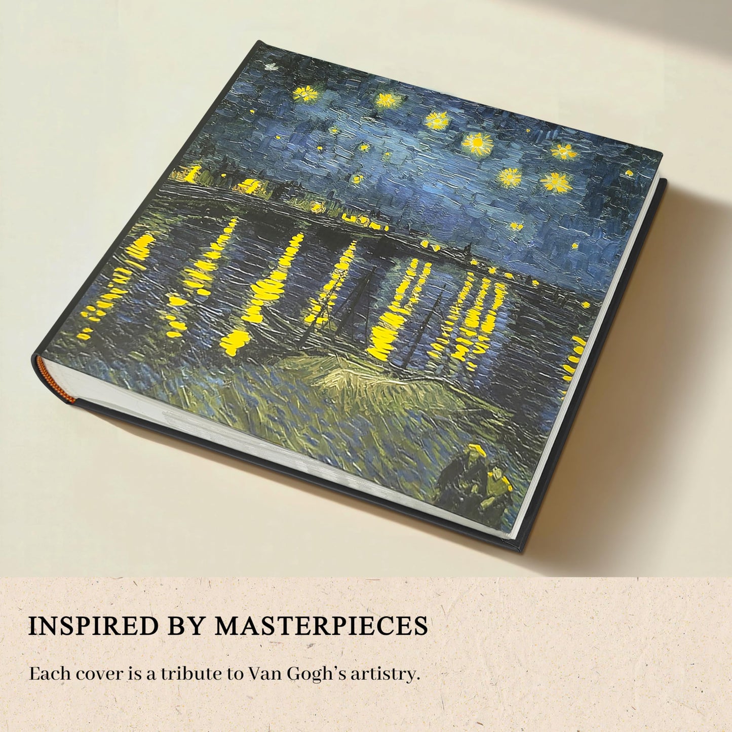 Álbum de fotos 4x6 Van Gogh Noche estrellada sobre el Ródano, Inspirado en el arte para parejas, 200 bolsillos con espacio para escribir, Libro de recuerdos de aniversario para parejas y familias -Kuword