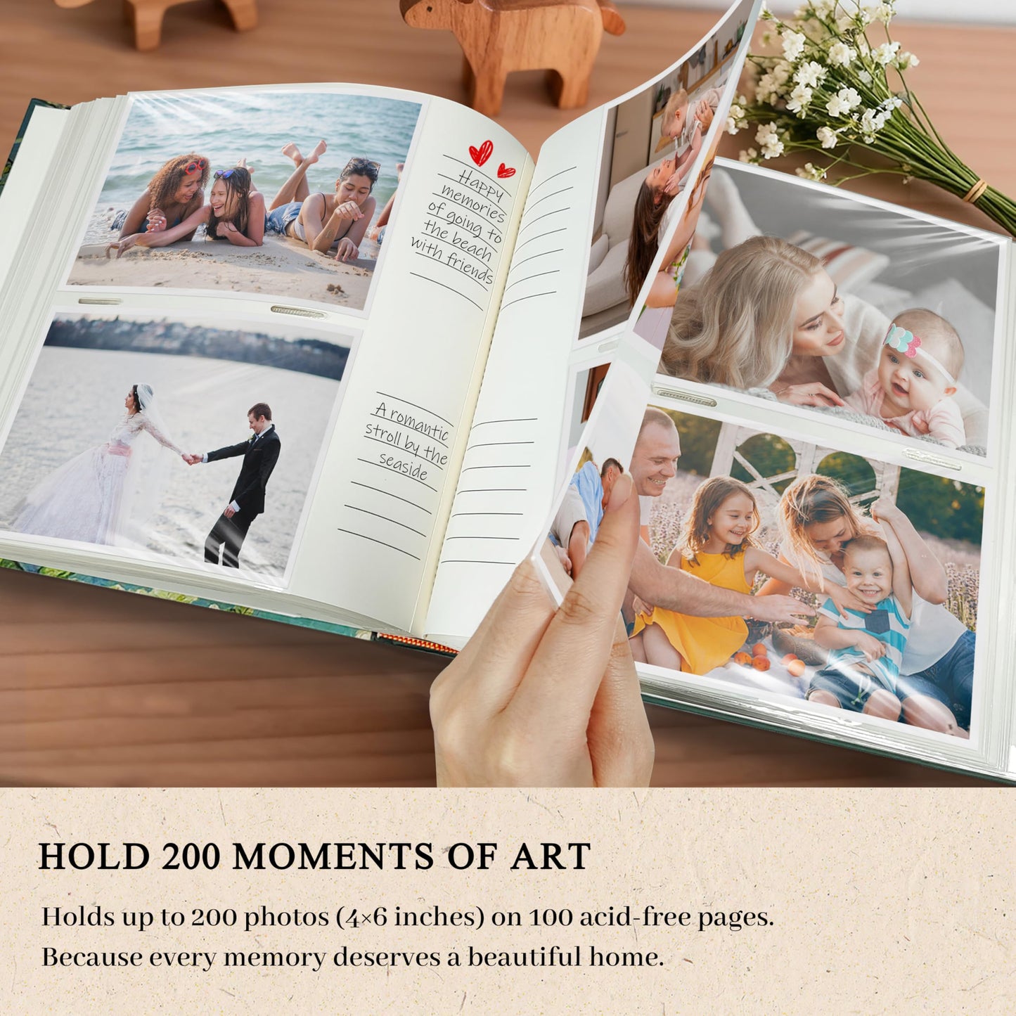KUWORD | Van Gogh 'Almond Blossom' 4x6 Photo Album - 200 Pockets with Writing Space, Floral Memory Book