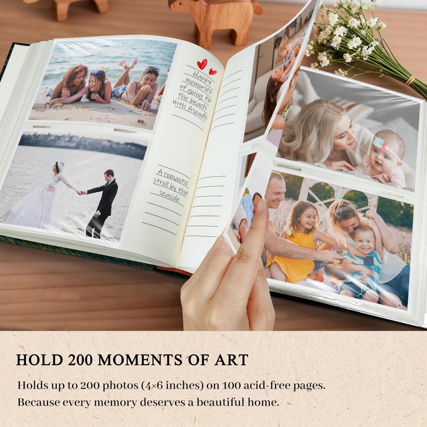 Álbum de fotos 4x6 Van Gogh Noche estrellada sobre el Ródano, Inspirado en el arte para parejas, 200 bolsillos con espacio para escribir, Libro de recuerdos de aniversario para parejas y familias -Kuword