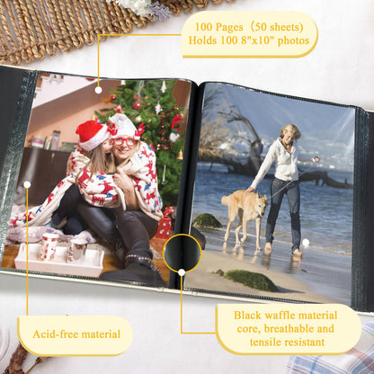 Álbum de fotos de 8x10 con capacidad para 100 fotos, 100 bolsillos, álbum de fotos con excelente cubierta de tela, libro de fotos para fotos de 8x10, álbum de fotos para viajes, bodas, recuerdos familiares, beige