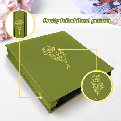 Álbum de fotos de 8x10 con capacidad para 100 fotos, 100 bolsillos, álbum de fotos con excelente cubierta de tela, libro de fotos para fotos de 8x10, álbum de fotos para viajes, bodas, recuerdos familiares, color oliva
